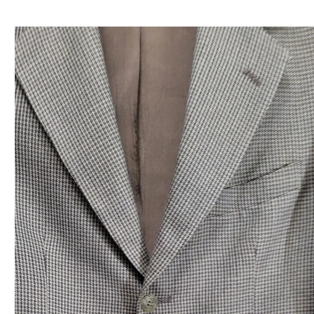Vintage John Henry Mens 38R Blazer Brown Blue Houndstooth 3 Button Sport Coat